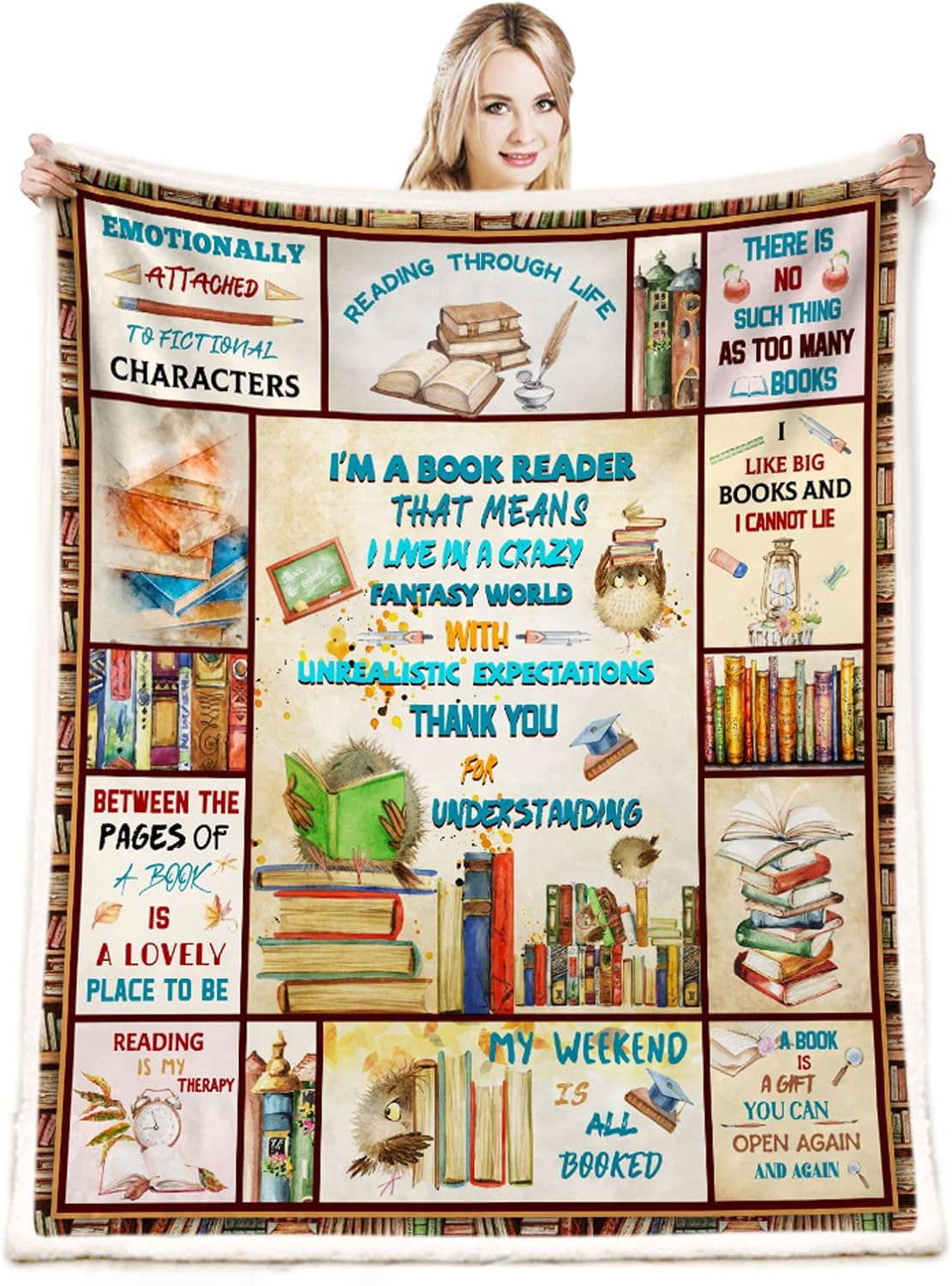 Book Lovers Gifts Blanket, Book Accessories for Reading Lovers, Book Reading Librarian Gifts Throw Blanket, Book Club Bookworm Gifts for Reading Lover Bookish, Literary Gifts Ideas Blanket 60"x50"