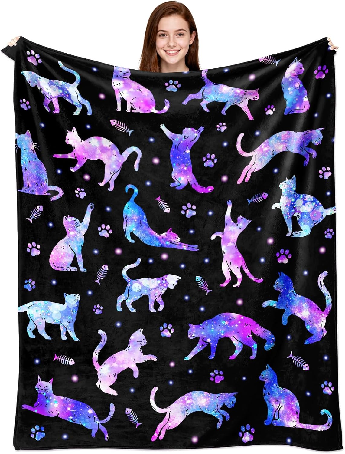 Cat Blanket Gifts for Cat Lover Soft Warm Flannel Cats Throw Blanket Stuff Gifts for Girls Women Kids Adults 50"X 40"
