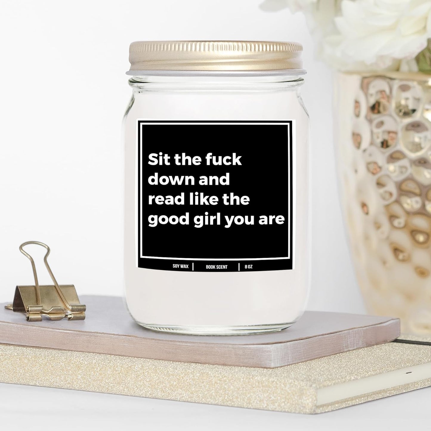 You Nique Designs Smut Candle 8oz - Adult Book Lovers Gifts - Smutty Bookworms Surprise Ideas, Funny Reader Presents - Smut Book Merch - Smutty Bookish Gifts