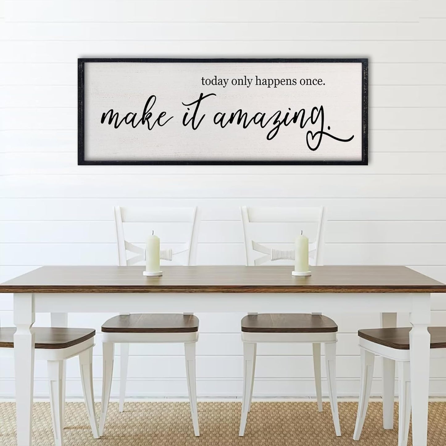 comurdyo Today Only Happens Once Make It Amazing Wall Art Decor 32x12 Inch Inspirational Motivational Quote Wall Sign (Black)