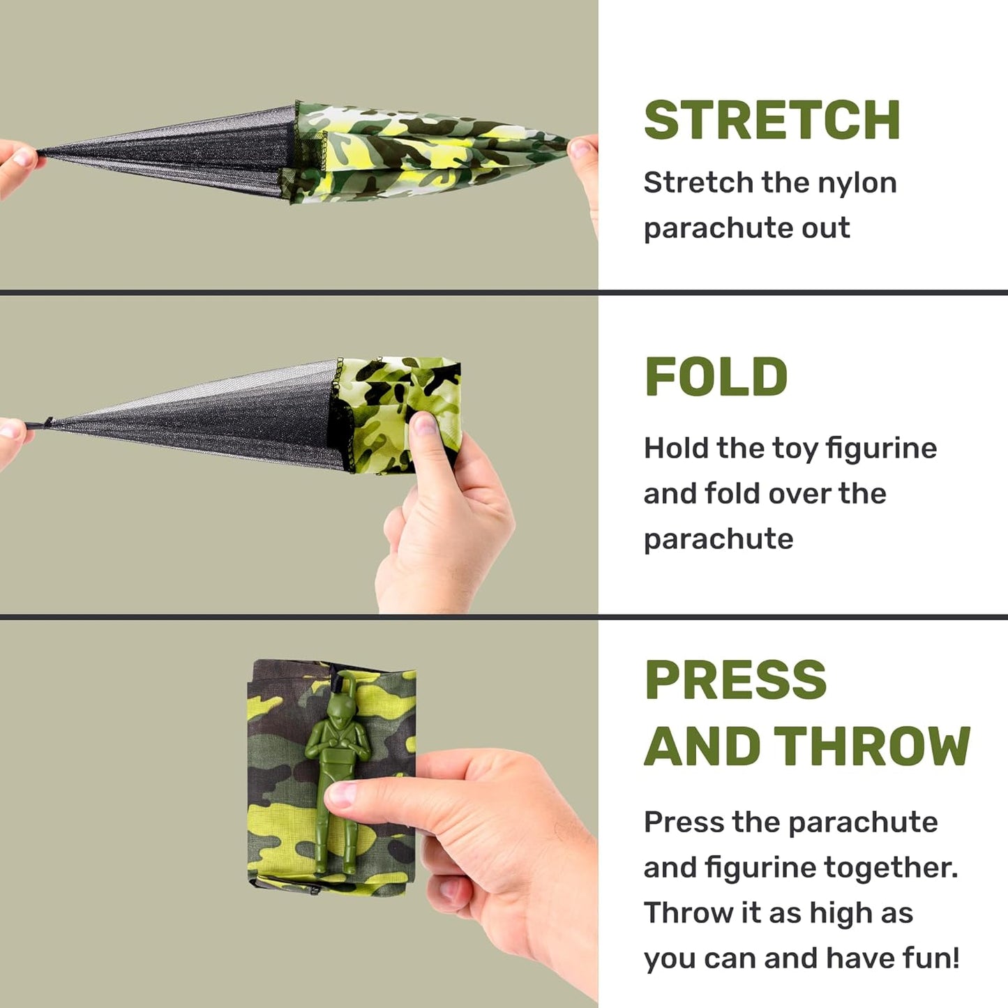 nutty toys Army Parachute Toys for Kids - Tangle Free Outdoor Flying Parachute Men, Best Indoor & Outside Toys for 4 5 6 7 8 9 10 11 12 Year Old, Top Easter Basket Stuffers 2026, Unique Boys Gifts