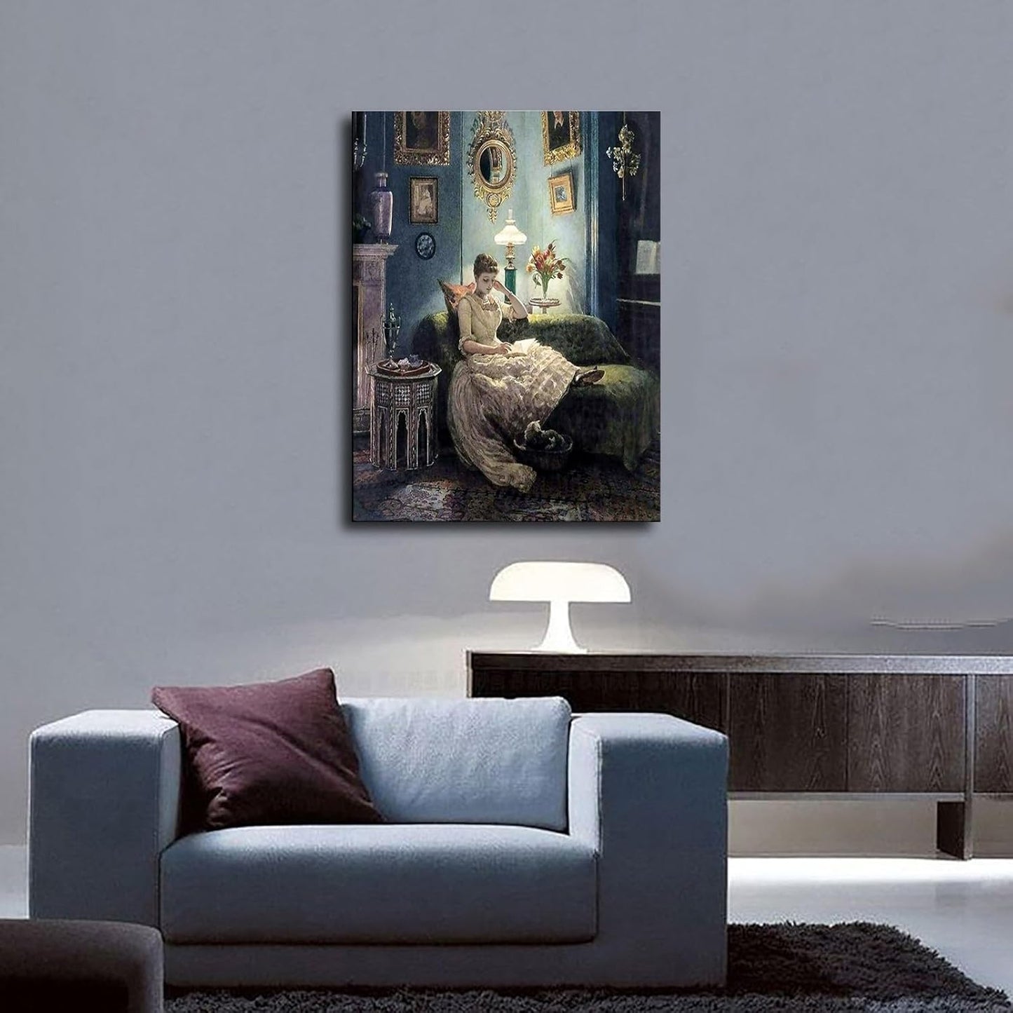 LhloKe Victorian Vintage Woman Reading Quietly Female Portrait Poster Canvas Pictures Print Wall Art for Living Room Bedroom Bathroom Preppy Dorm Home Decor (12x16inch Unframed)