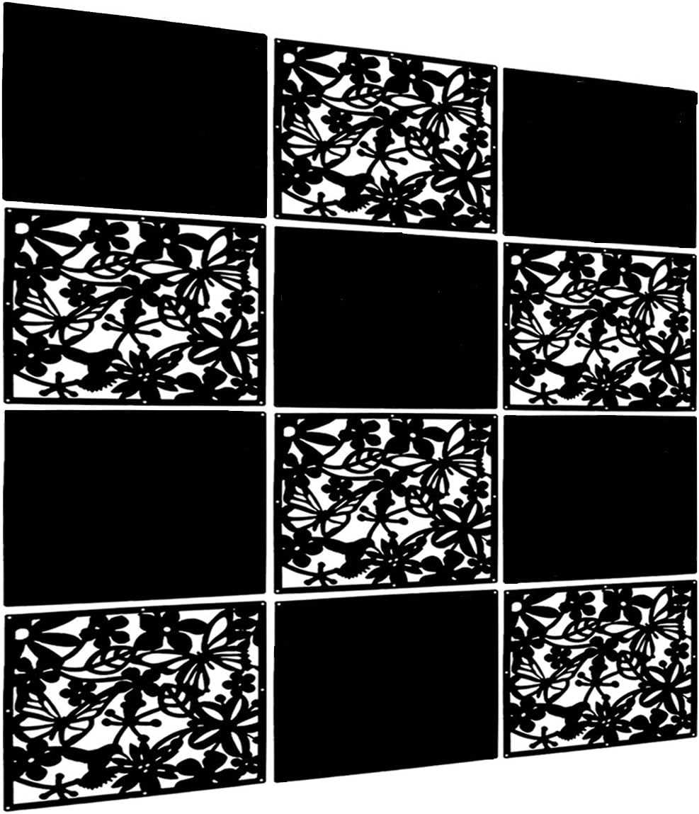 LRZCGB Hanging Room Divider,12pcs PVC Black Panel Screen Solid for Decorating Living, Dining, Study and Sitting-Room, Hotel(Black+Solid Board)