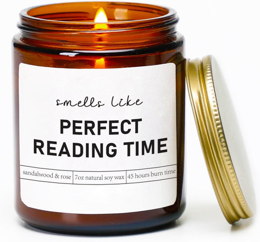 Book Lover Candle, Gifts for Readers, College,Bookworm, Librarian, Readers, Author,Book Lovers Candle for Women and Men,Sandalwood & Rose Scented,Natural Soy Wax,7oz
