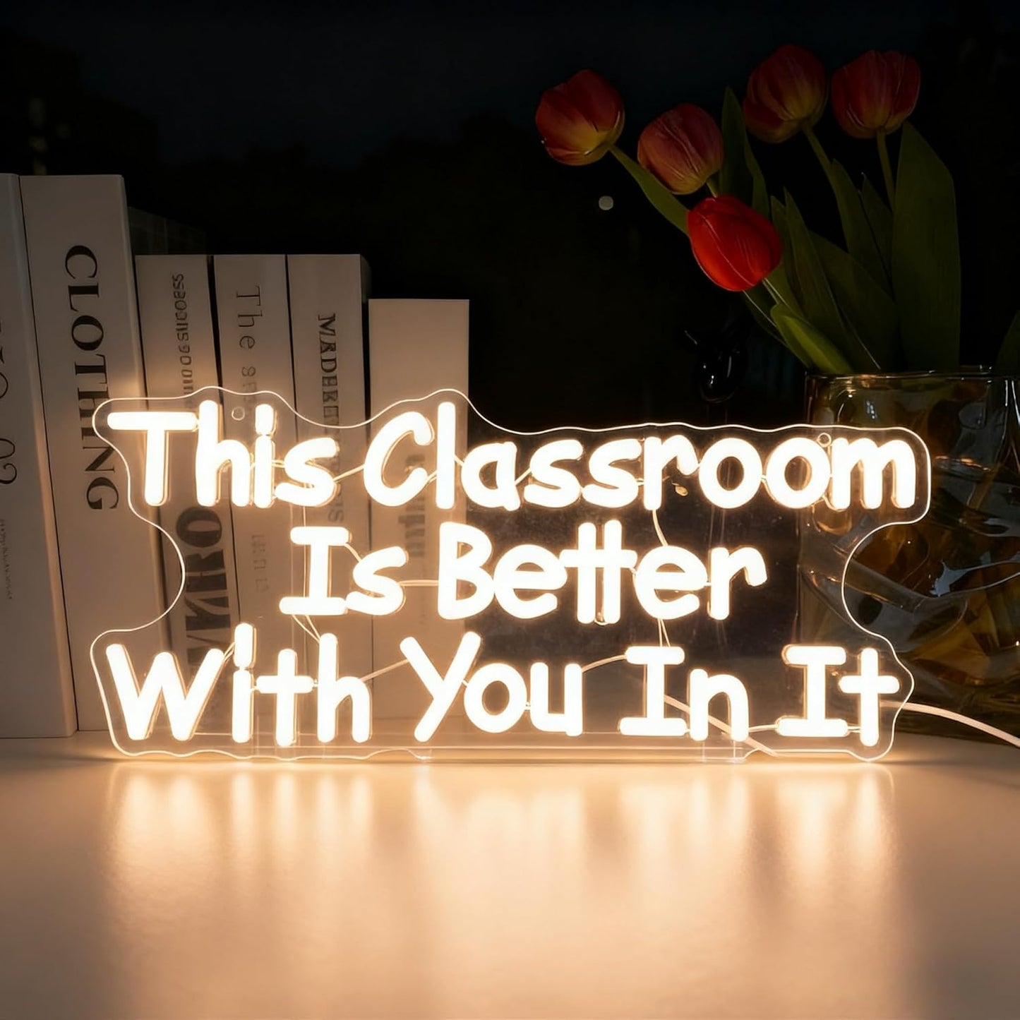 This Classroom Is Better With You In It Neon Signs, Dimmable Neon Light Library for Wall Decor Motivational Book Classroom LED Signs, Reading Corner Decor 16.14 x 7.09 Inch
