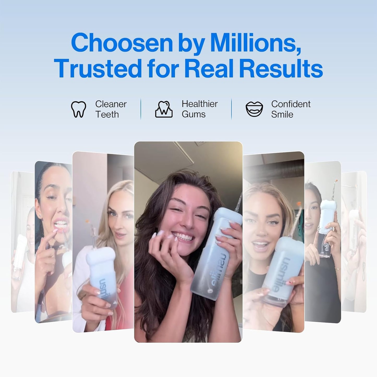 usmile C10 Portable Water Flosser – Travel-Friendly, 95-Day Battery, 4 Modes, 360° Nozzle, 180ml Tank, IPX7 Waterproof, Dentist-Recommended for Braces, Implants & Sensitive Gums (Blue)