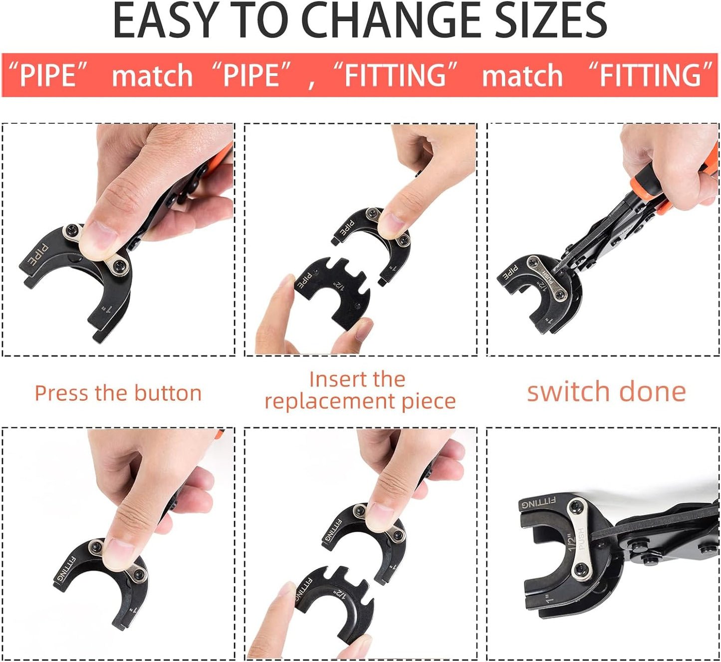 Push to Connect Removal Tool Disconnect Tongs Tool for 1/2”, 3/4”, 1” Push in Fittings Plumbing Tools for Removal PEX PVC Copper Pipe