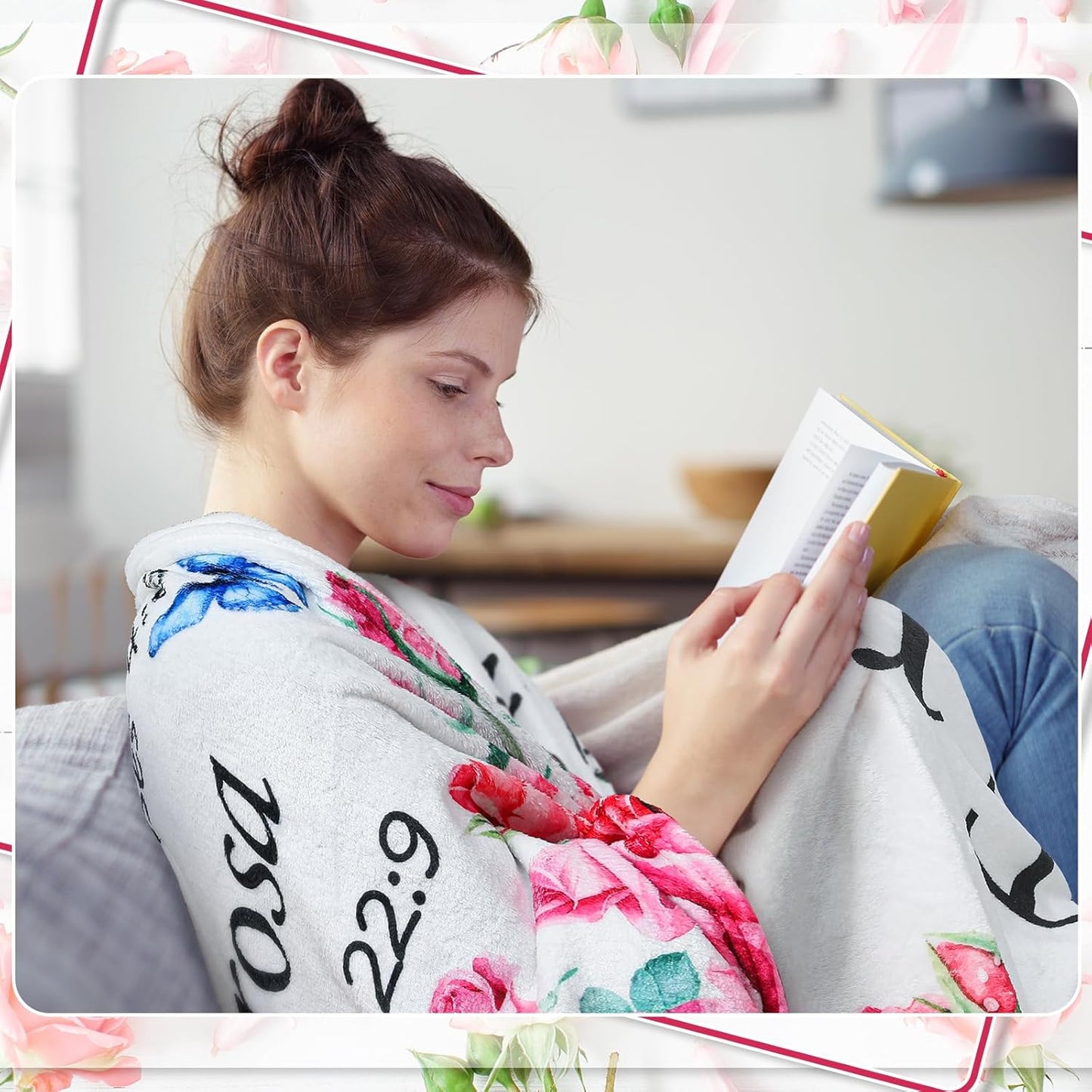 Buryeah Mother's Day Spanish Christian Blanket Religious Gifts Faith Bible Soft Gifts Inspirational Spiritual Scriptures Favors for Women Church Teacher Mother Sister Friend Nurse(Rose)
