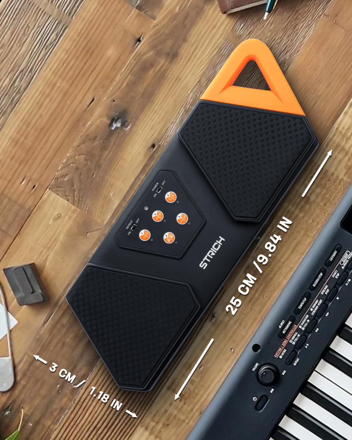 STRICH Wireless Page Turner Pedal for Musical Instruments, Anti-Slip Rubber Portable Foot Pedal, Silent Rechargeable Music Page Turner for iPad, Tablets, Phone, Super-long Endurance, SPT-10X, Orange