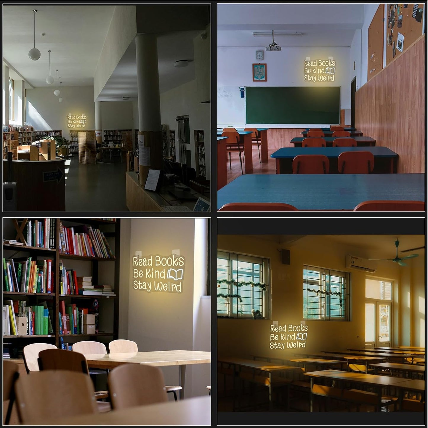 WLHOPE Read Books Be Kind Stay Weird Neon Sign Neon Signs for Wall Decor Lovers Gifts Bedroom Bookstore Reading Room Library Study Room Decoration Read Books Neon Lights LED Sign