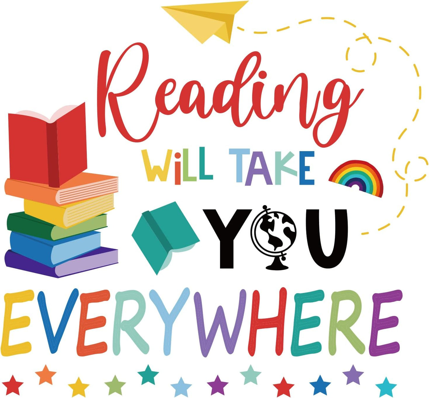 SUPERDANT Reading Wall Sticker Inspirational Learning Wall Decal Peel and Stick Books Classroom Vinyl Art Decals Read Corner Decor for Nursery Library Kids Room Study Room Decoration Back to School