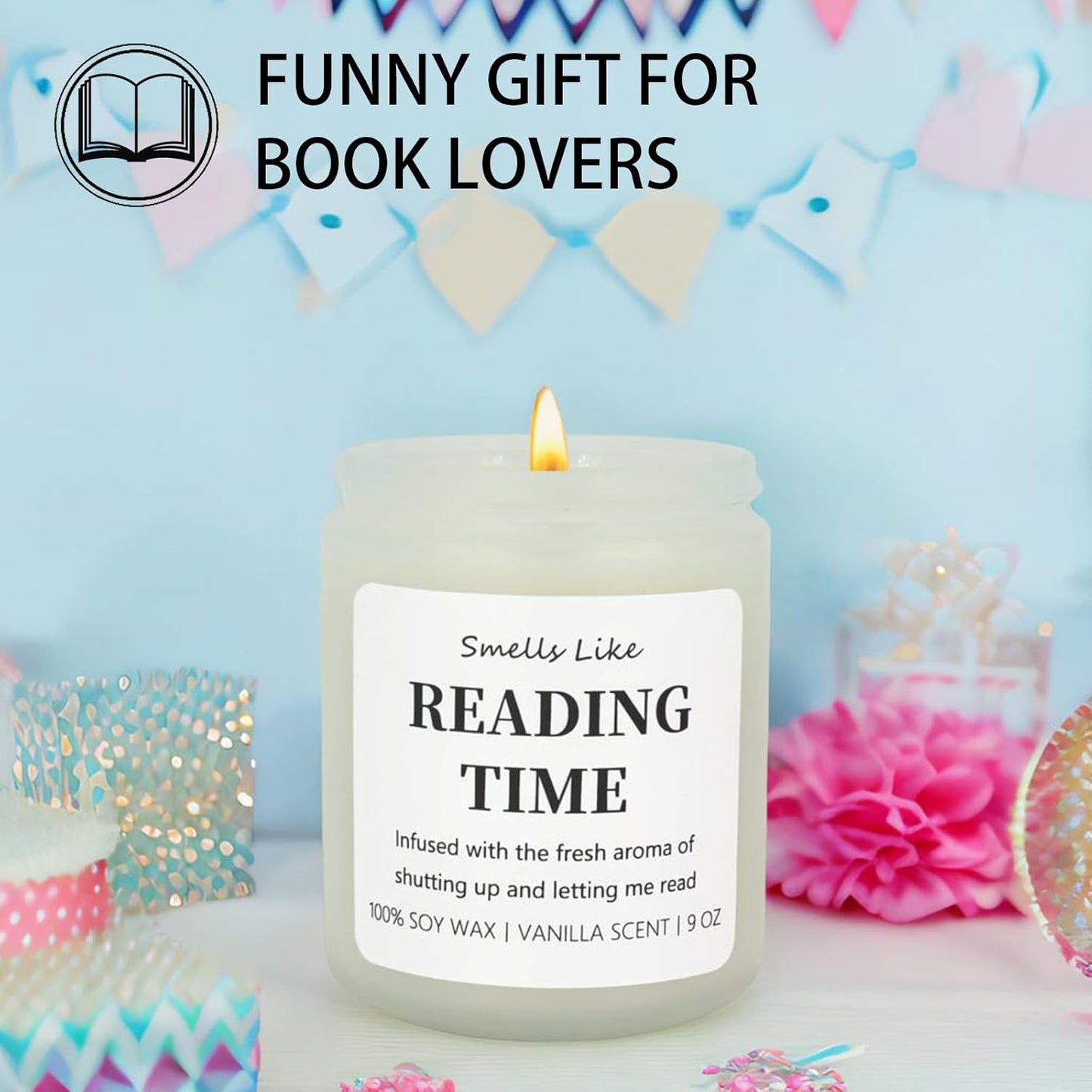 Reading Candle - Book Lovers Gifts, Readers, Bookish Present - Reading Accessories, Cute Reader Presents - Funny Mothers Day, Birthday Gifts for Book Lovers Women, Bookworm, Librarian, Men, Friend