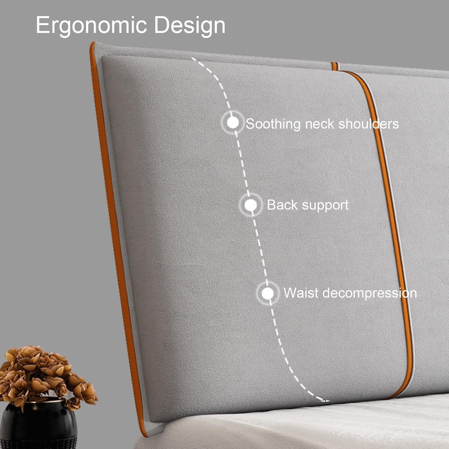 Headboard Bed Backrest Cushion Wedge Lumbar Pad Microfiber Cover Used for Bedroom Sofa Bed Reading Pillow Customizable (Color : Dark Blue Size : 90X60X10CM) (Light Gray 180X60X10CM)