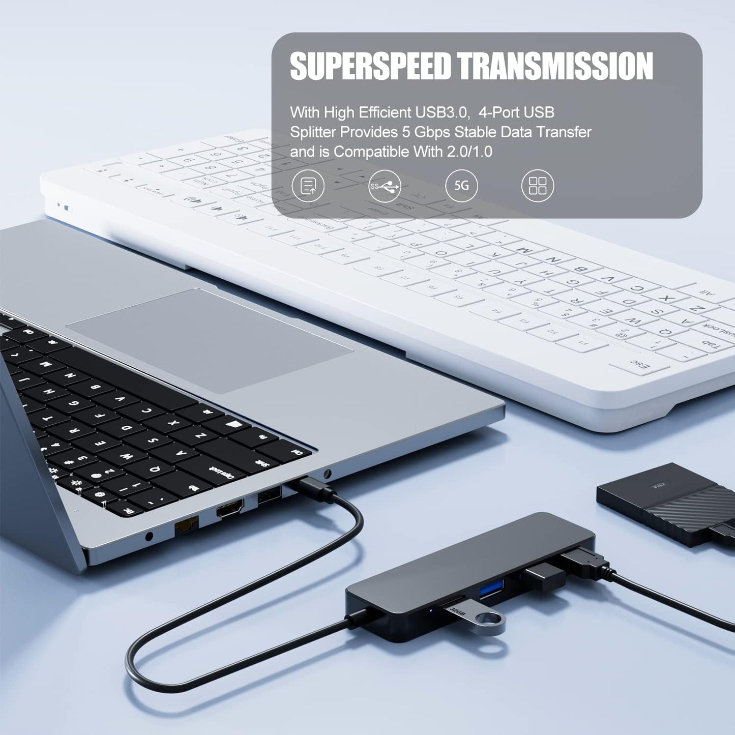 USB C Hub 4 Ports, Eanetf USB C to USB Hub 3.0 USB Splitter for Mac Pro, iMac, iPad Pro, Chromebook, Pixelbook, Dell XPS, Samsung, and More Type C Devices