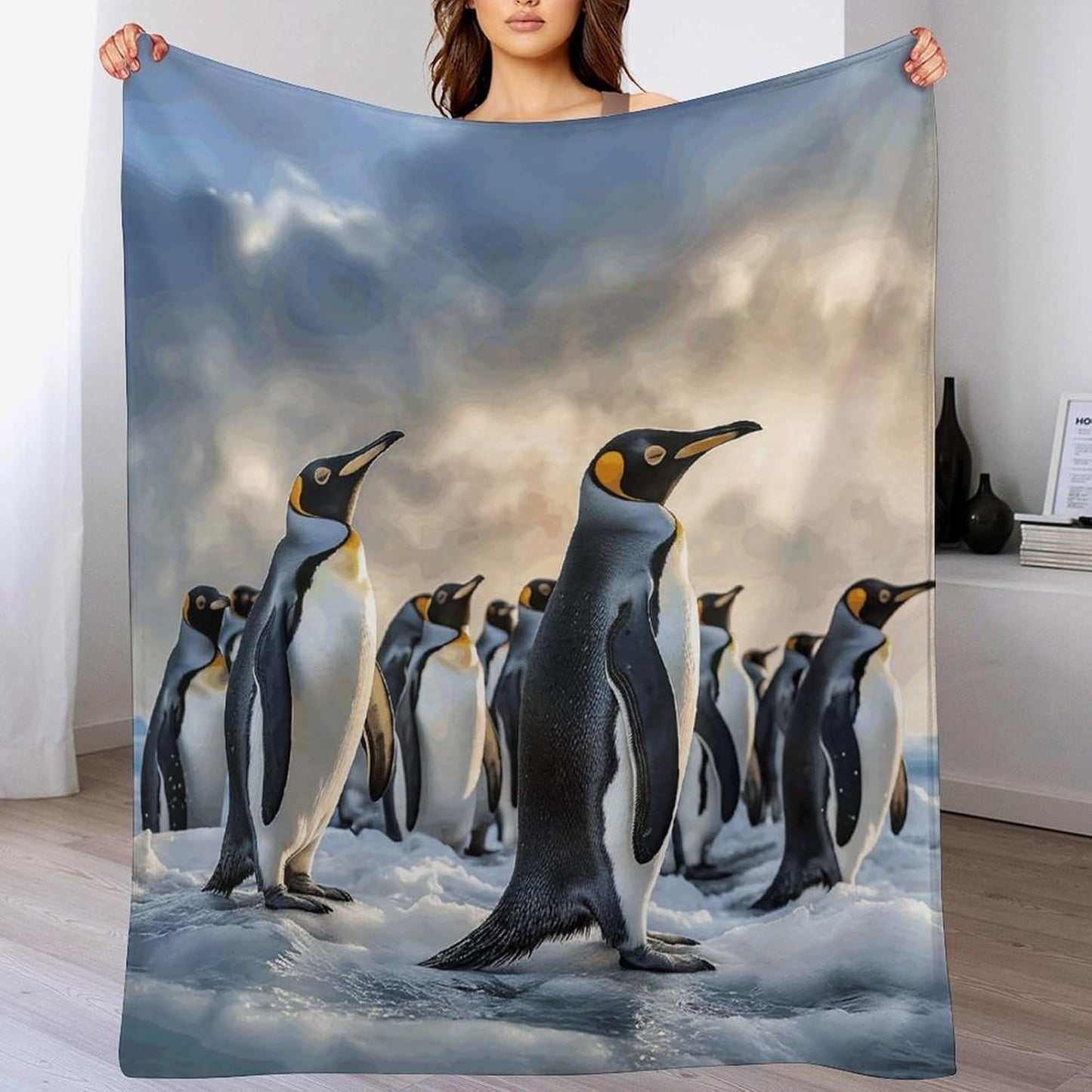 Sea Penguin Throw Blanket for Couch Super Soft Warm Lightweight Throw Blankets Cozy Flannel Bed Blanket Cute Decorative Blankets for All Seasons Home Decor Gift 40"*50" （100 * 130cm）