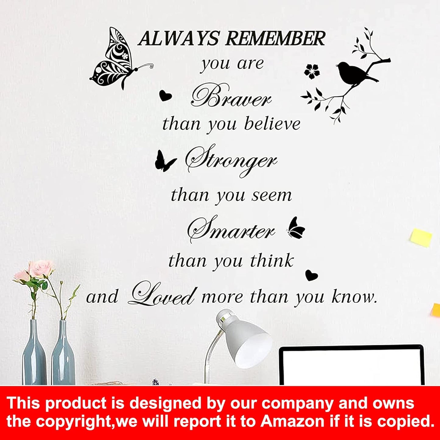 Inspirational Quote Wall Decals Peel and Stick Motivational Wall Stickers Positive Wall Sticker Spiritual Sayings Wall Decal Letters Word Sticker for Home Office Classroom Women Bedroom Decor