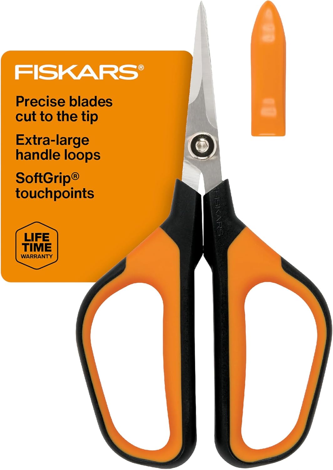 Fiskars Comfort Loop Pruning Snips, Garden Gifts for Women, Extra Large SoftGrip Handle, Yard and Garden Tools 7", Orange/Black
