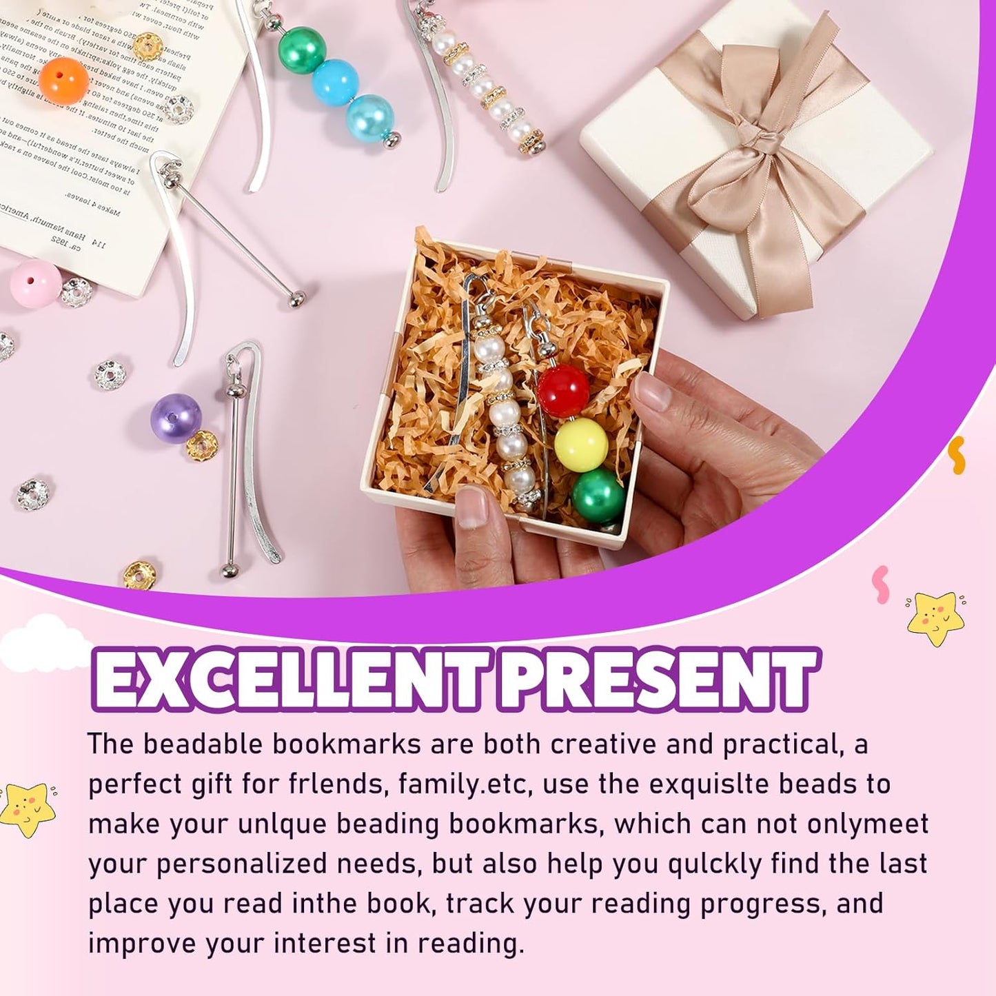 20Pcs Beadable Bookmarks, Beadable Metal Bookmark DIY Blank Bookmark Bar for Craft Jewelry Pendant Charm Gift Book Lovers Student Teacher Office Supplies(Silver)