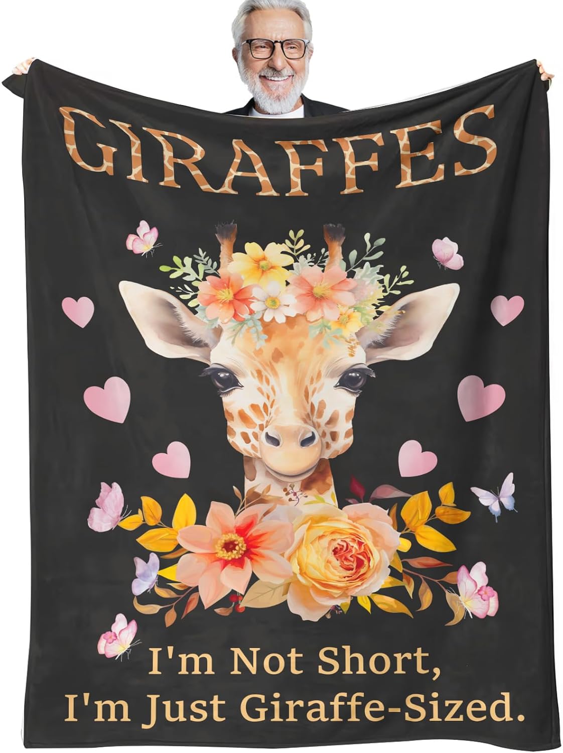 Giraffe Throw Blanket Gift – Funny Quote & Inspiring, Cute Safari Decor; Giraffe Lover Present for Women & Girls; Birthday, Christmas, Valentine’s Day, Mother’s Day; 50'' x 60''
