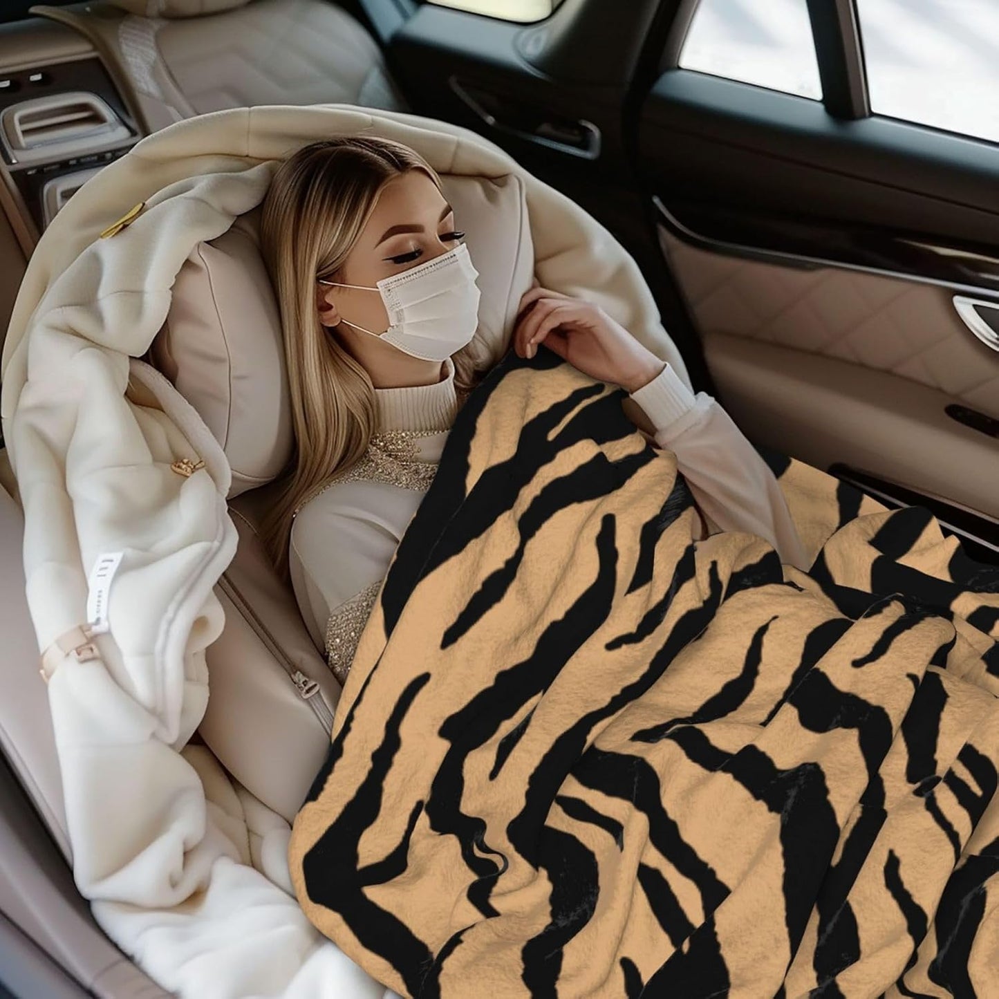 Tiger Striped Print Bed Blanket Ultra Soft Wildlife Animal Skin Stripes Throw Blanket All Season Warm Light Weight Cozy Plush Blankets for Home Bedroom Sofa Chair Travel, 50"X40"