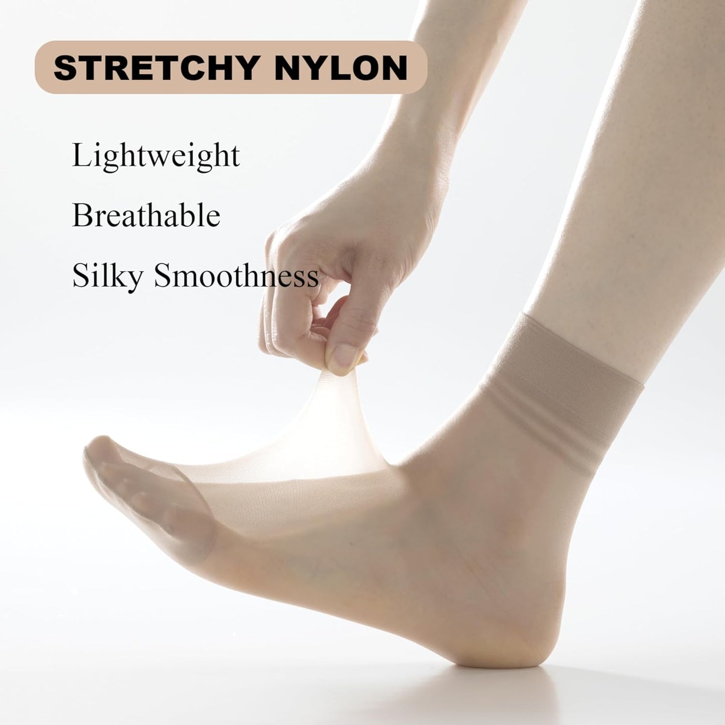 20 Pairs Women's Ankle Sheer Nylon Socks Summer Thin Soft Tight Hosiery Reinforced Toe Stylish Socks