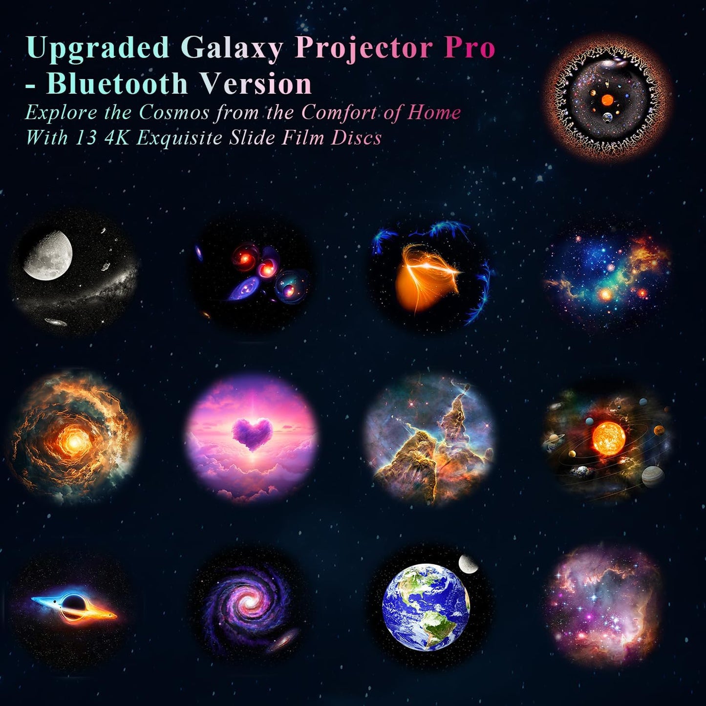 Galaxy Projector Pro for Bedroom Sound Machine, 13 in 1 Planetarium Projector Pro with White Noises, Bluetooth Speaker, Remote, Night Light Christmas Gifts for Teens Girls Boys Kids Adults
