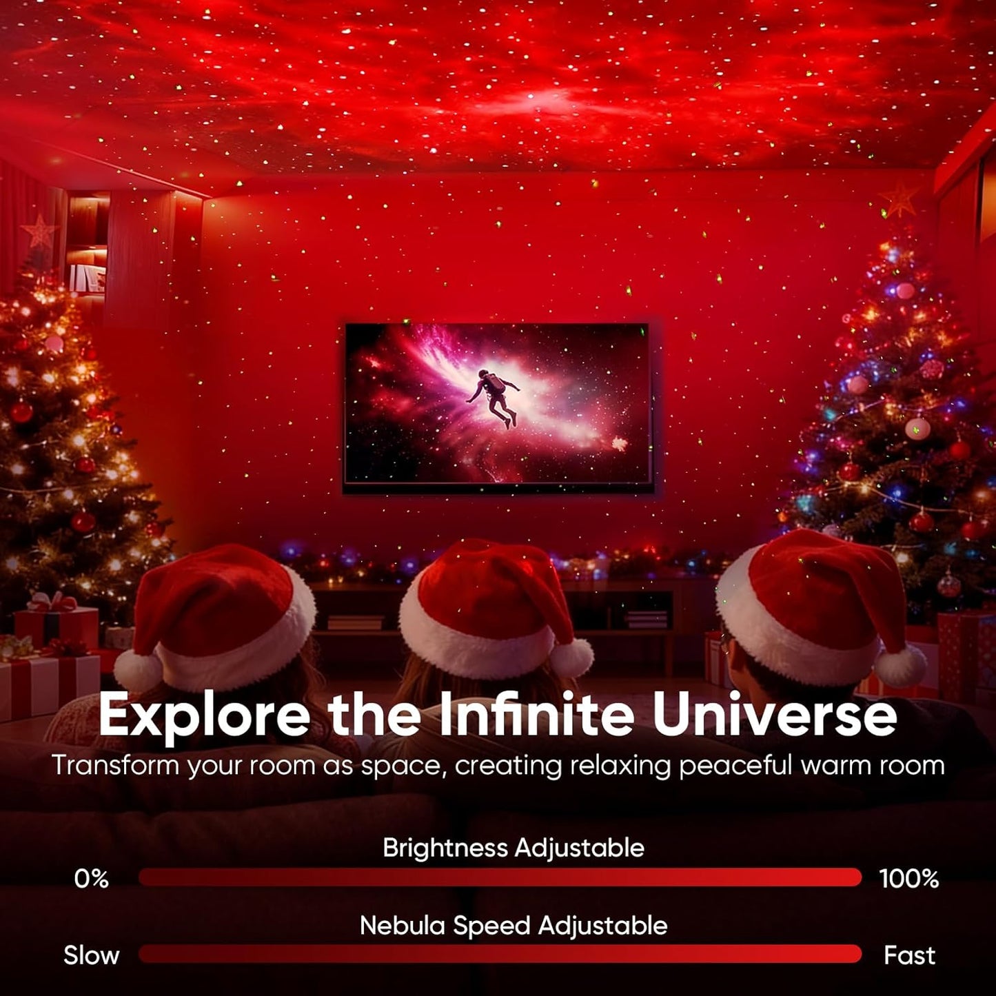 Astronaut Galaxy Star Projector Light, Aurora LED Night Light Lamp for Bedroom,Adults Kids Room Decor, Space Starry Nebula Ceiling Lighting Projector with Timer, Remote & APP Control, White Noise