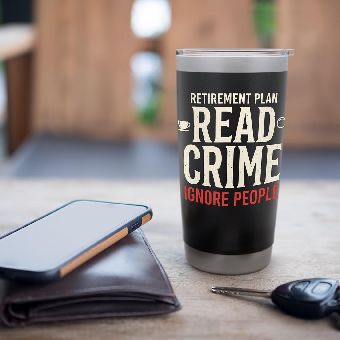 Retirement Plan Read Crime Ignore People Book Lover Stainless Steel Insulated Tumbler