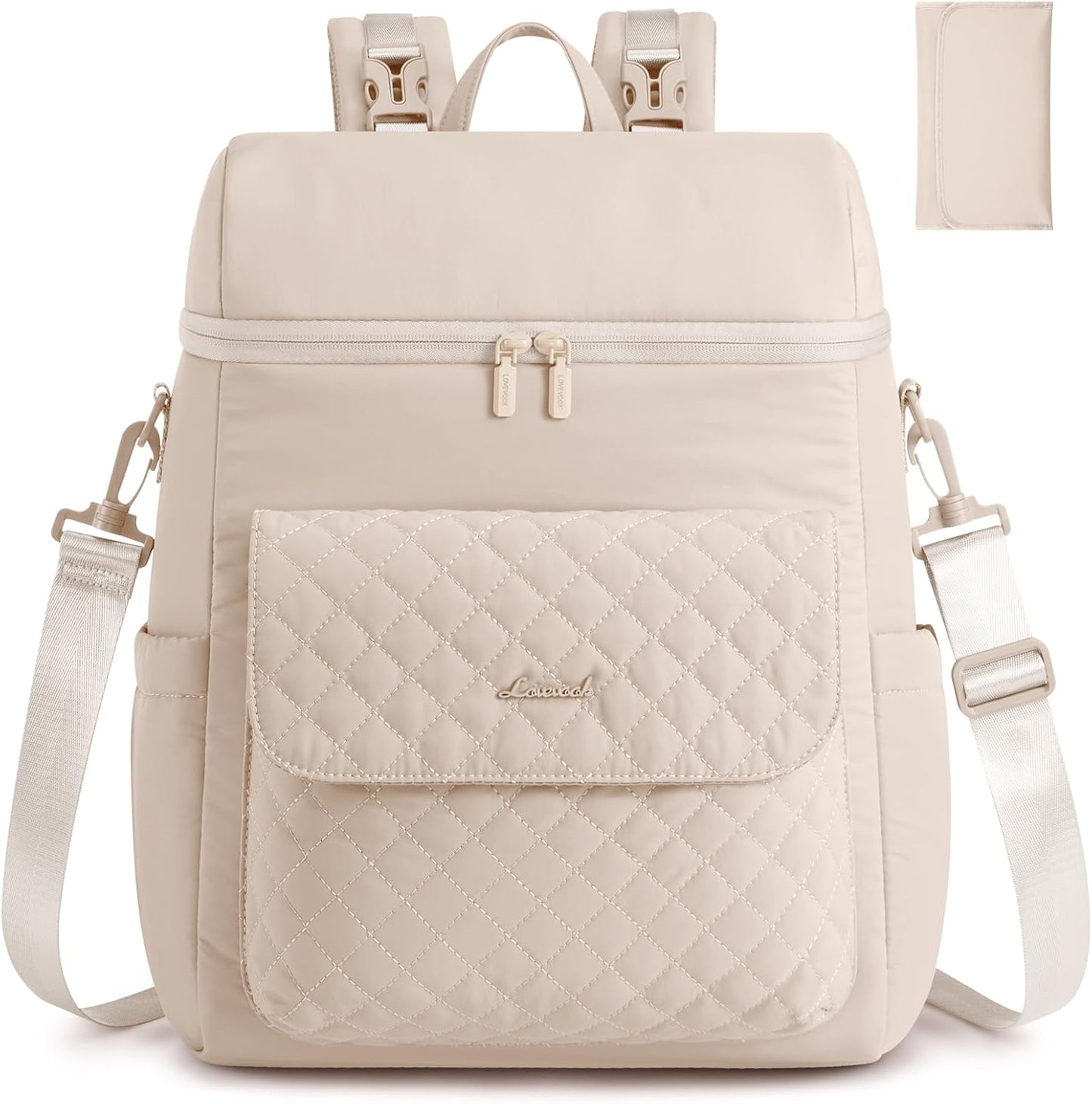 LOVEVOOK Diaper Bag Backpack, 3 in 1 Baby Bag with Changing Pad & Detachable Straps, Large Diaper Backpack for Mom Dad with Stroller Buckles