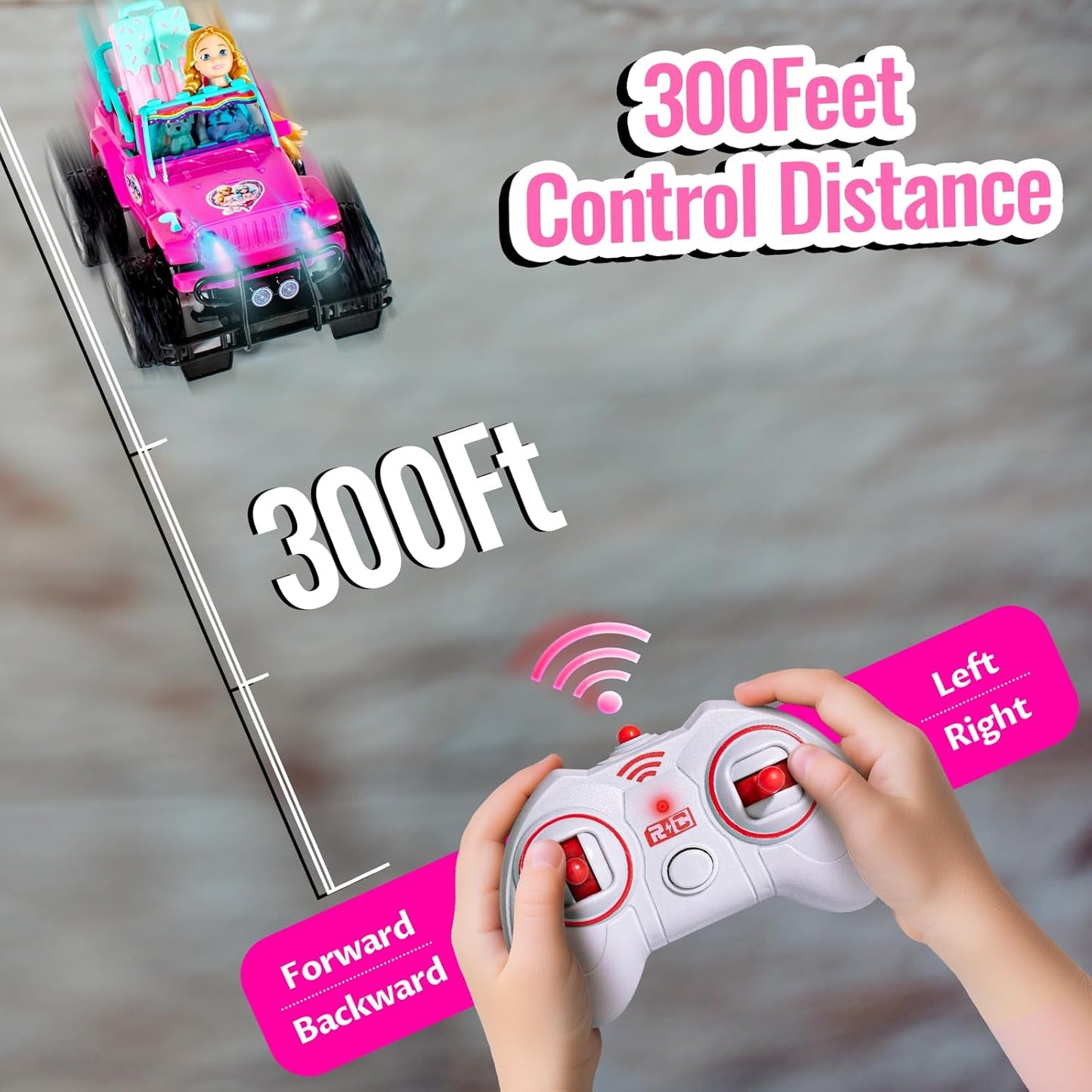 ULOVEME RC Cars - Remote Control Car with 5.5" Doll for Girls, 2.4GHz Je ep RC Cars - Simple Control Toy Cars for Kids (Pink)