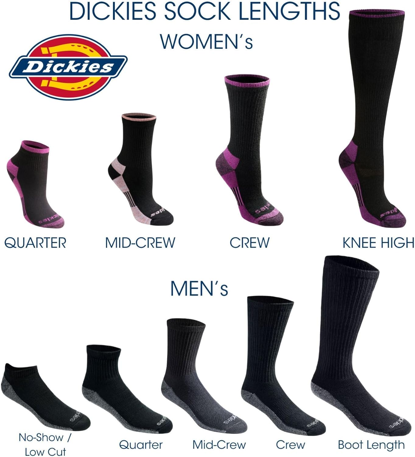 Dickies Women's Dri-Tech Advanced Moisture Wicking Mid-Crew Socks, Available in M-L (6, 12 Pairs)