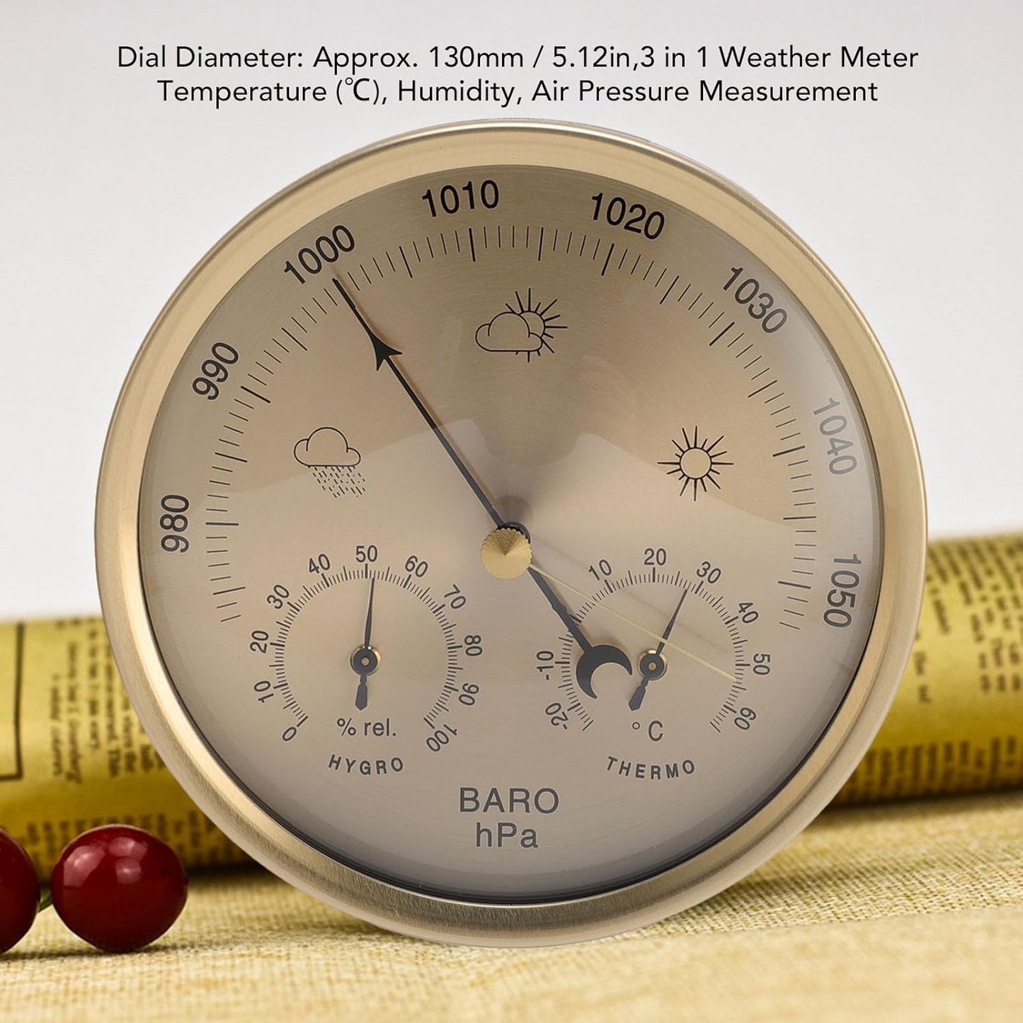 Wall Hanging 3 in 1 Barometer Weather Station, Thermometer, Barometer, Hygrometer, Accurate Weather Station for Home and Office, Indoor and Outdoor Use