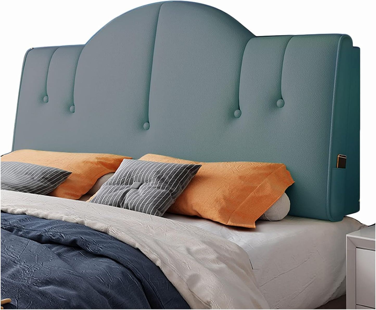 Headboard Bed Backrest Cushion PU Reading Pillow Soft Bag Lumbar Support Cushion for Hotel Home Decorate Customizable (Color : Green Size : 190X60X10CM) (Dark Green 90X60X10CM)