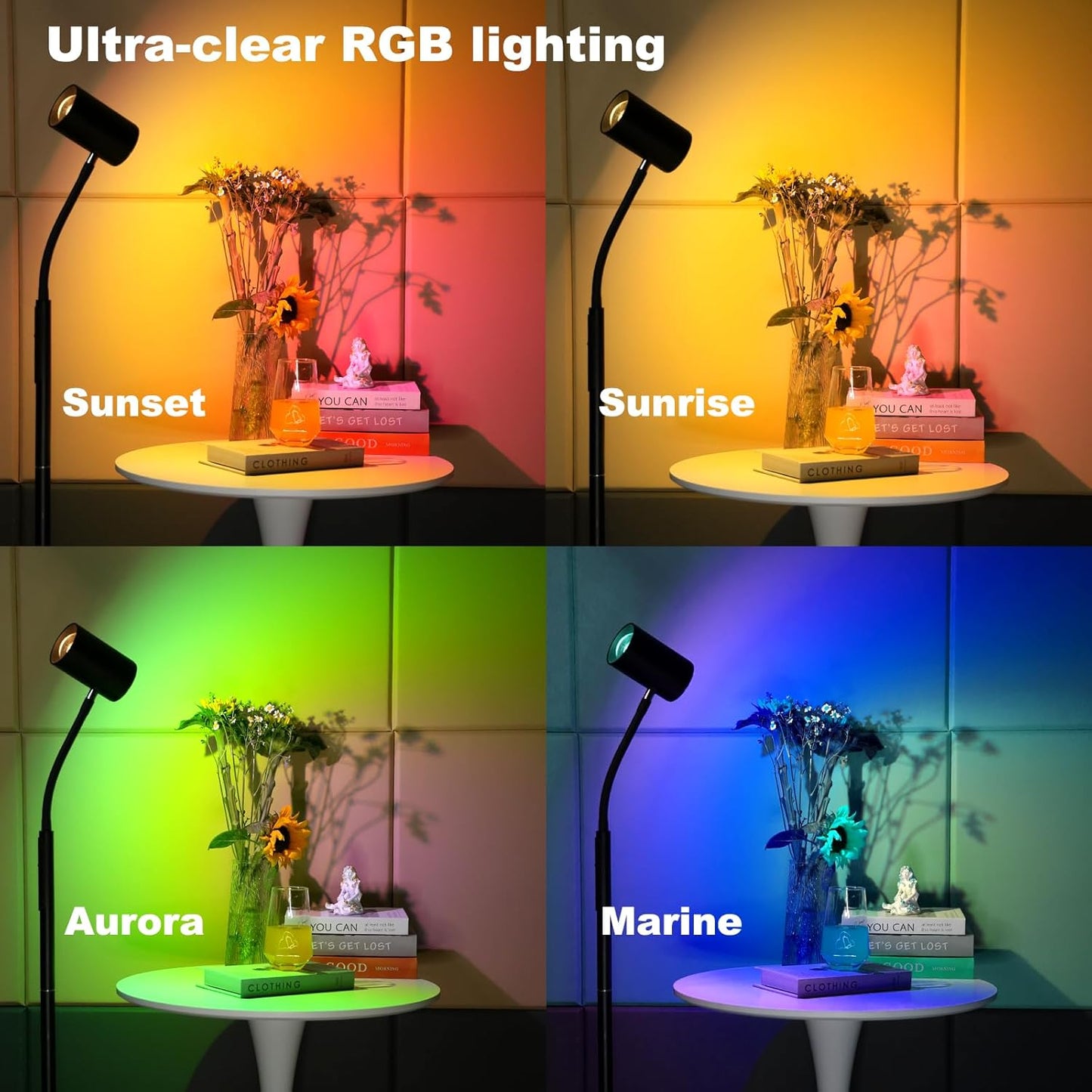 GLOWRIUM Reading Light Floor Lamp, 68 Inch Standing Lamp for Living Room with Reading & Mood Light, Dual-Head, 17W LED Stepless Dimming with Remote, Adjustable Height Gooseneck for Office Dining Room