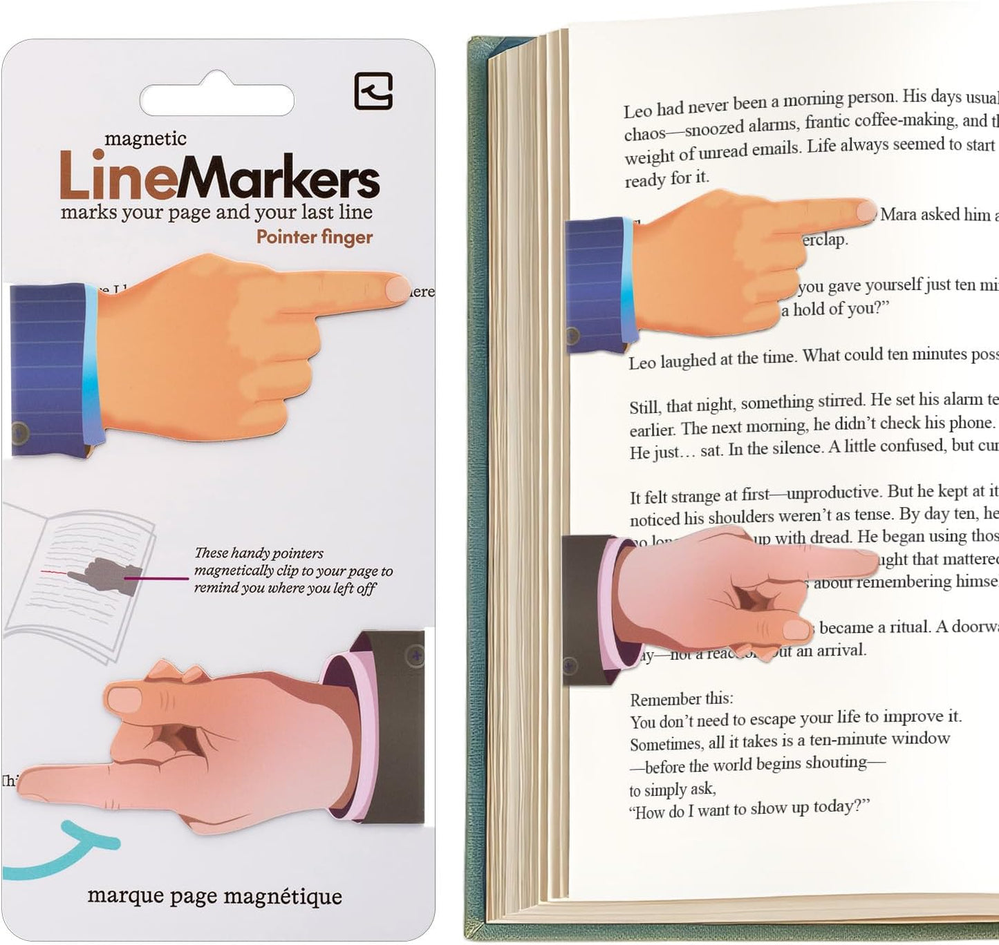 Gifts for Readers & Writers Linemarker Bookmark, 2 Pack Magnetic Bookmarks, Includes Line Finder Slit for Line Tracking, Small & Cute Stationery, Book Page Holder, Reading Accessories, Pointer Fingers