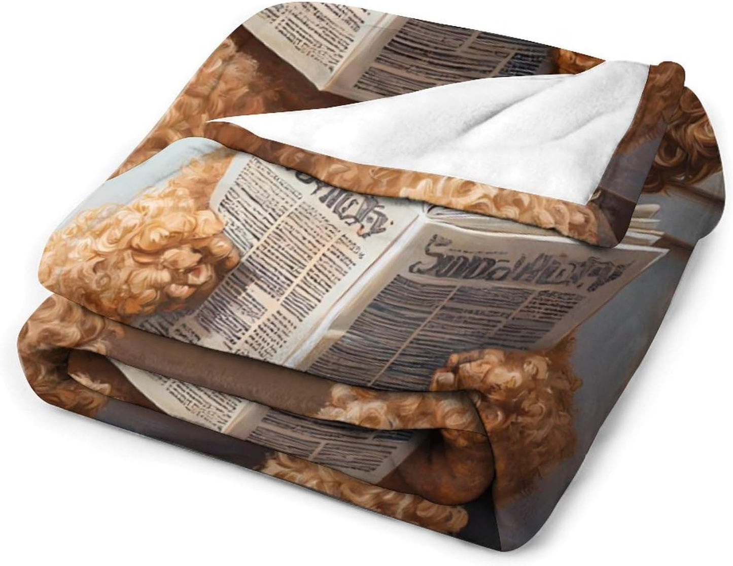 Goldendoodle on Toilet Reading Newspaper Soft Throw Blanket Flannel Warm Cozy Plush Blankets for Couch Sofa Bedroom Travel