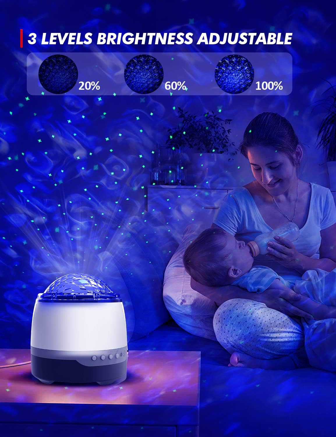 Galaxy Projector for Bedroom,Star Projector,Remote Control & White Noise Bluetooth Speaker,8 Soother Sounds,Timer,Galaxy Light Projector for Kids Room, Adults Home Theater, Party, Living Room Decor