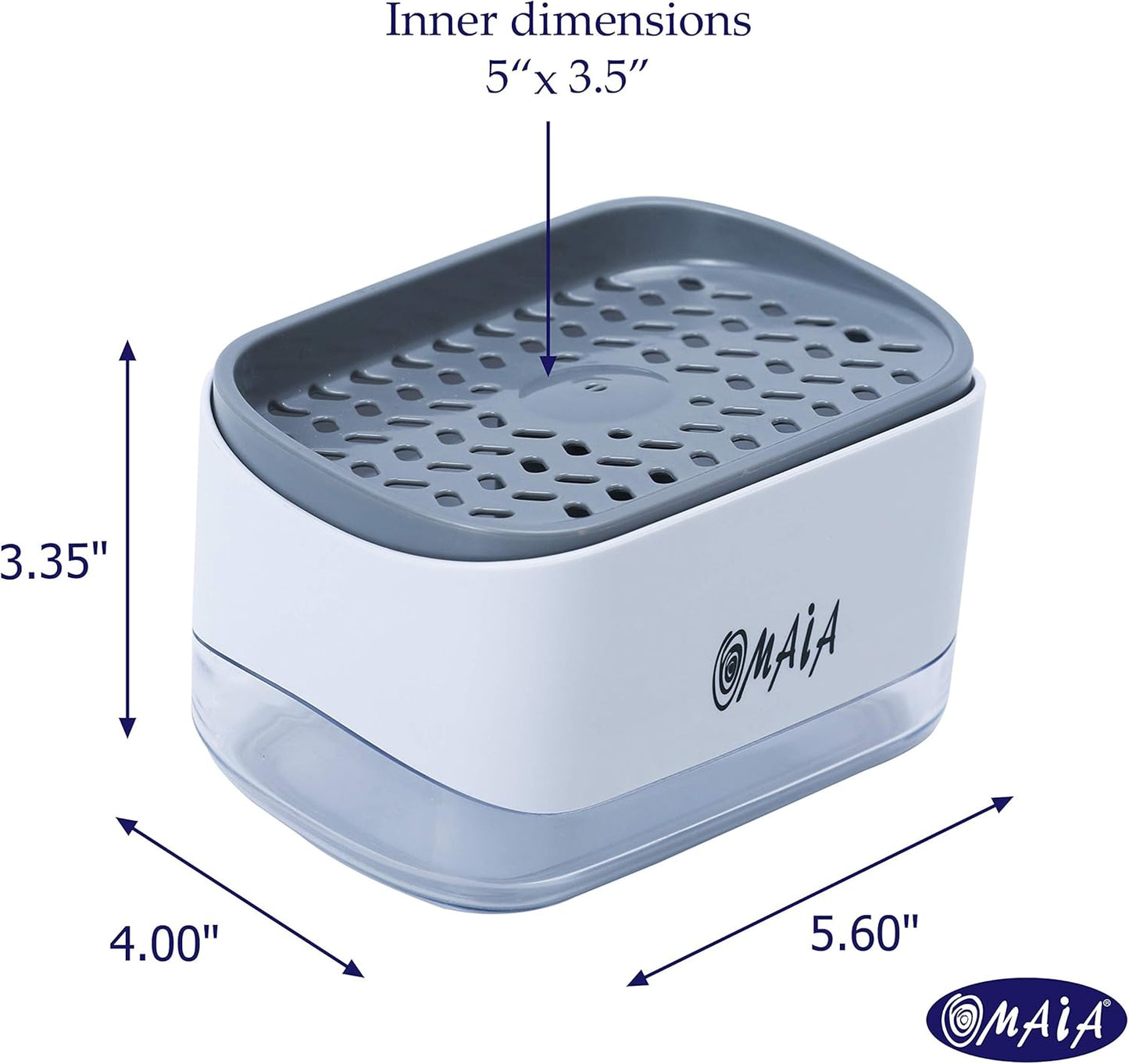 OMAIA 2-in-1 Dish Soap Dispenser with Sponge Holder - Smart Kitchen Gadget - Sink Countertop Organizer