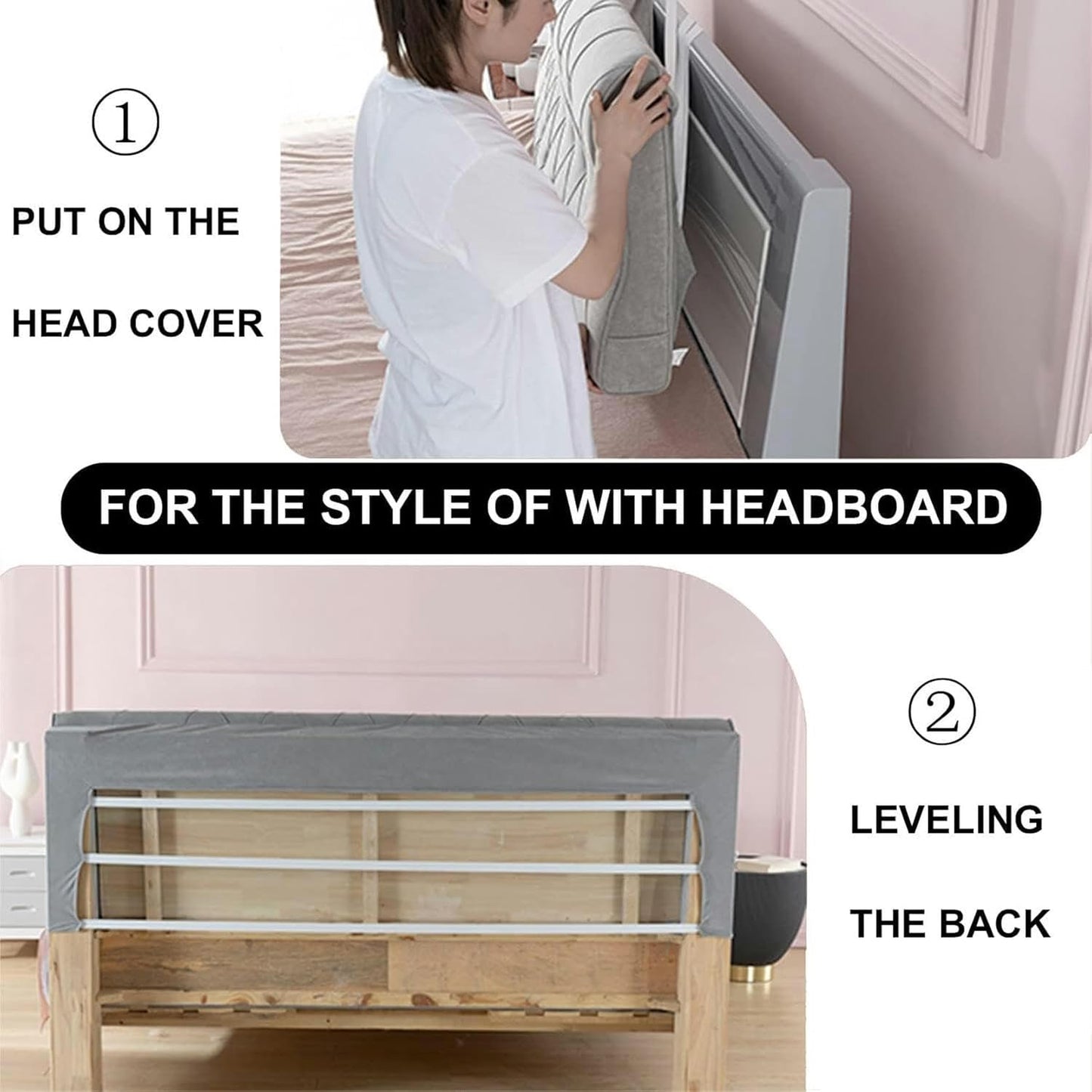 AMNOOL Upholstered Headboard Cushion,Solid Color Bed Backboard Wall Pillow Velvet Headboard Backrest Support Cushion Oversized Removable Headboard Slipcover
