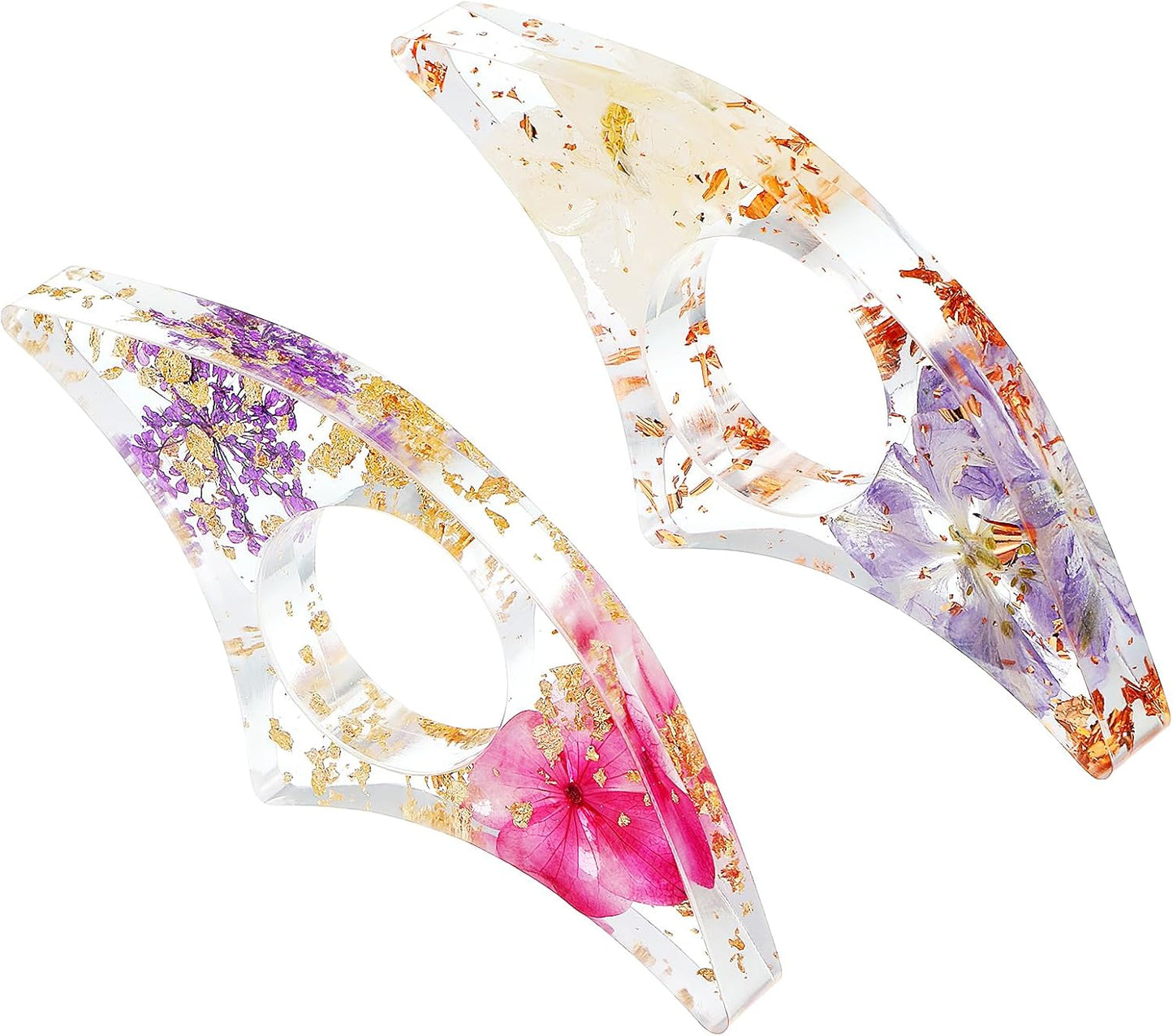 2 Pieces Dried Flower Resin Book Page Holder, Transparent Bookmark Handmade Thumb Ring Book Opener Page Holder Books Lovers Gift Books Accessories for Reading Lovers, Students and Teachers