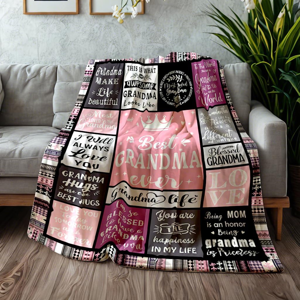 Funny Grandma Birthday Gifts, to My Grandmother Throw Blanket 80" x 60", Gift for Grandmas from Grandkids, Grandmas Gifts for Christmas Mothers Day, Super Soft Blanket for Grandmother
