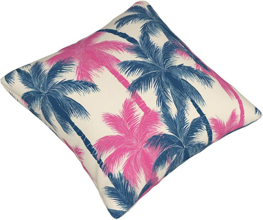 All-Season Square Pillow Covers 18"X18", Palm Tree Pattern, Decorative Throw Pillow Covers for Sofa Bed Couch, Hidden Zipper Cushion Cover, Square Lumbar & Accent Pillowcases for Home Decor