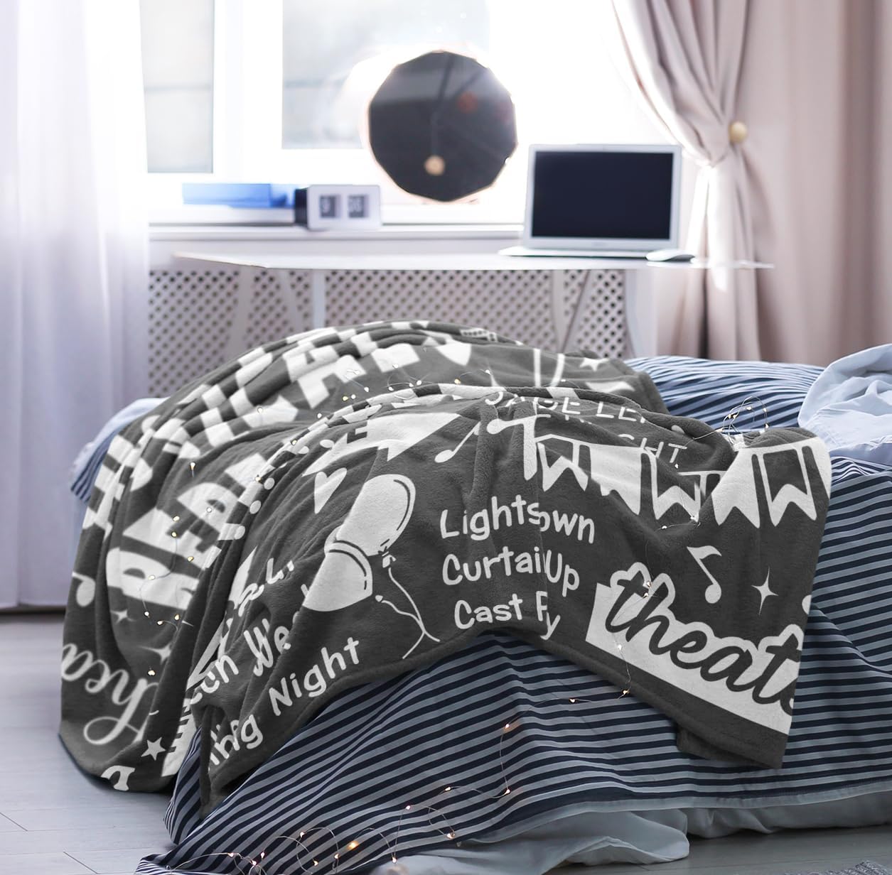 Theater Gifts, Theatre Gifts Blanket, Musical Theater Gifts, Gifts for Theater Lovers, Gifts for Theater Actors, Theatre Gifts for Women, Broadway Gift Throw Blanket 60x50in