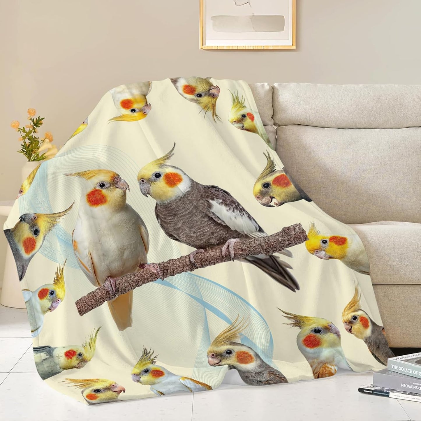 Parrot Bird Throw Blanket Cute Cockatiel Stuff Gifts for Kids Girls Boys Adults Women Men Soft Cozy Warm Plush Fluffy Fuzzy Fleece Blanket Decor 40''X50''