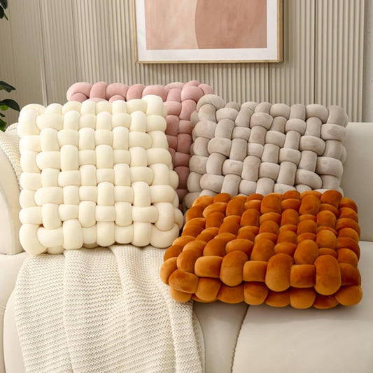 Knot Pillow Meditation Cushion Large Floor Cushions for Sitting Funky Throw Pillow Chair Pillows Soft Pads Square Knotted Seat Cushions Home Decoration Living Room Bedroom Sofa Couch Dark Blue