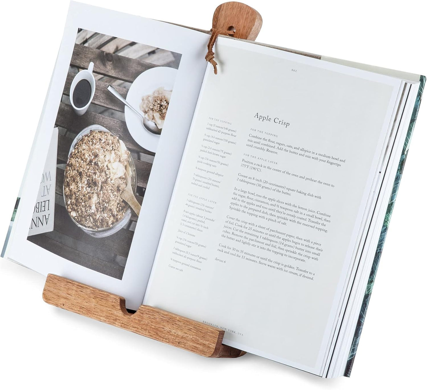 Twine Cookbook Stand, Acacia Wood Tablet Stand, Recipe Book Holder, Rustic Kitchen Decor Countertop Display, Acacia Wood, Set of 1