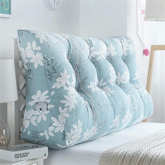 King Size Headboard Pillow,Triangular Wedge Pillow Positioning Support Reading Cushion Headboard Cushion Double with Removable Cover(Size:55x30x60cm,Color:B)