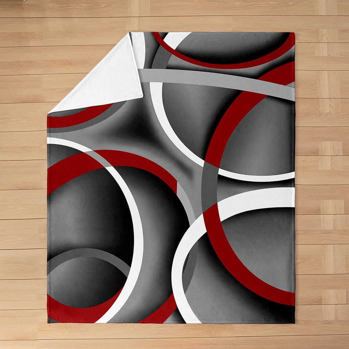 Gray Black Red Swirls Flannel Blanket Retro Circle Stripes Fleece Throw Blanket Lightweight Soft Cozy Luxury Modern Abstract Fuzzy Blanket Color Art Bed Blanket for Sofa Bedroom(Baby 30"x40")