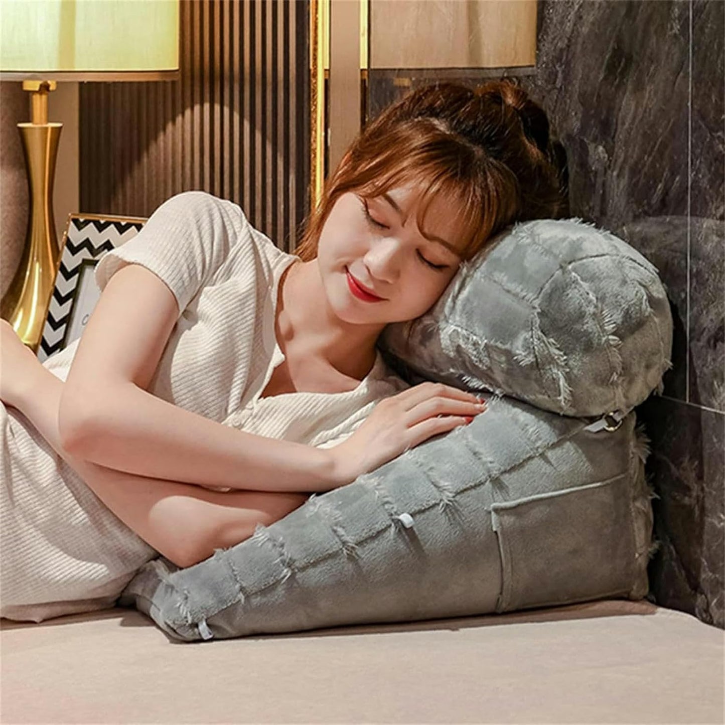 Bedrest Lumbar Neck Back Support Pillows Ergonomic Reading Bed Rest Pillow for Sofa Bed Bunk Bed Office Chair and Upholstered Headboard Bolster with Adjustable Long Pillow