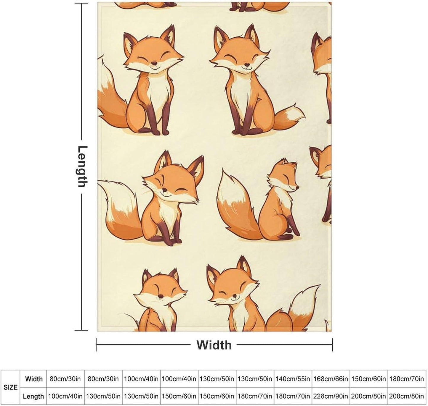 Foxes Print Throw Blanket for Couch Bed Plush Cozy Fuzzy Flannel Blanket for All Season 55"x70"